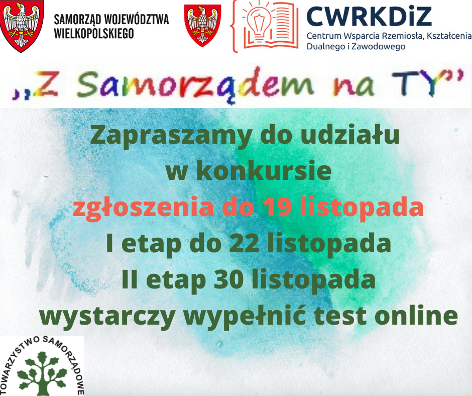 Plakat z zaproszeniem do udziału w konkursie "Z Samorządem na TY".