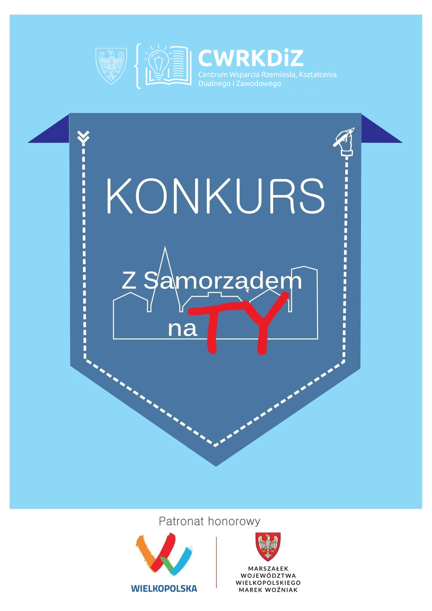 U góry znajduje się logotyp CWRKDiZ, na dole natomiast logotyp Wielkopolski i Marszałka Województwa Wielkopolskiego. Na środku na niebieskim tle widnieje nazwa konkursu.